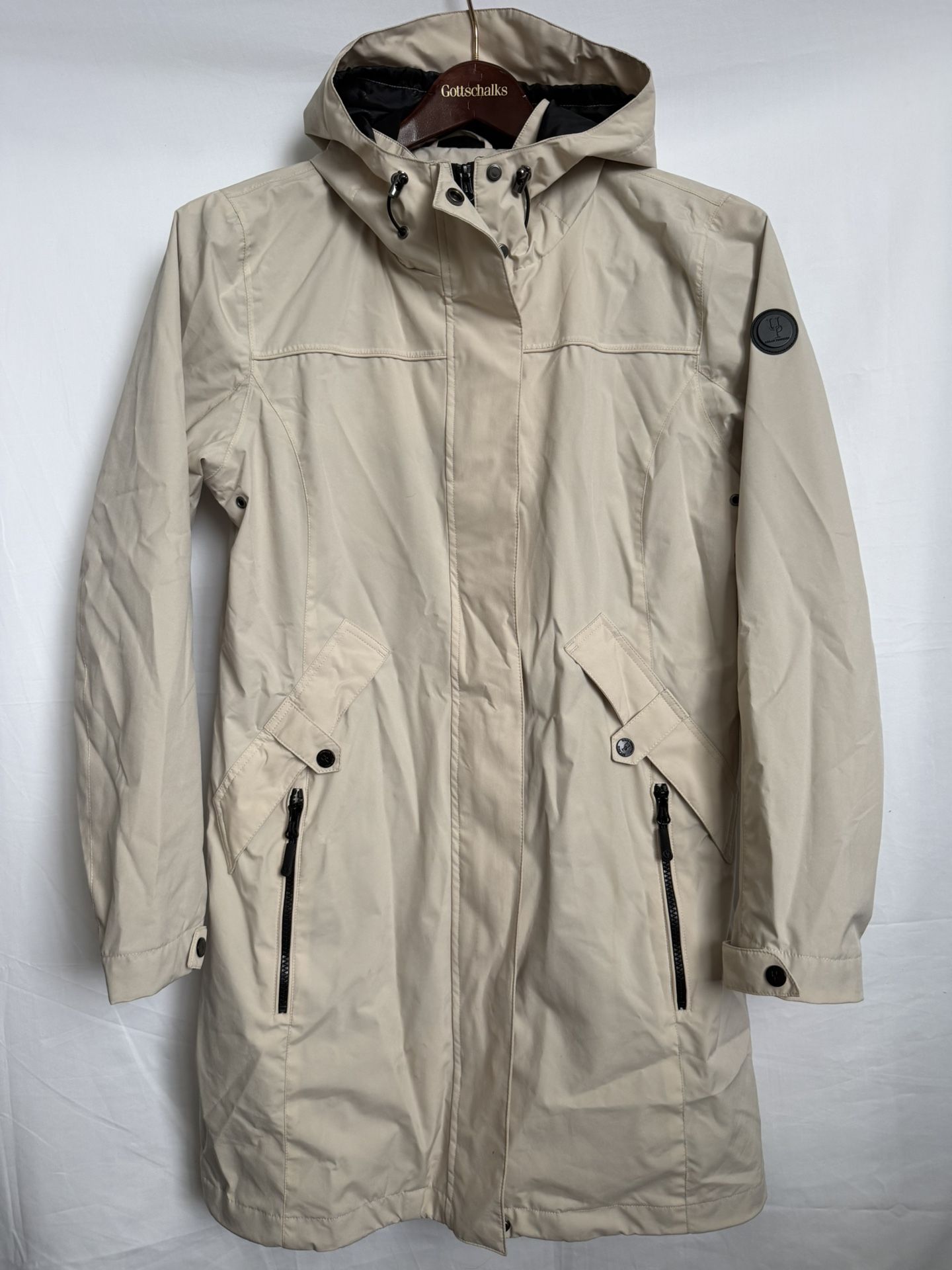 Urban Pioneers Women’s Hooded Parka – Beige Water-Resistant Jacket, Size M