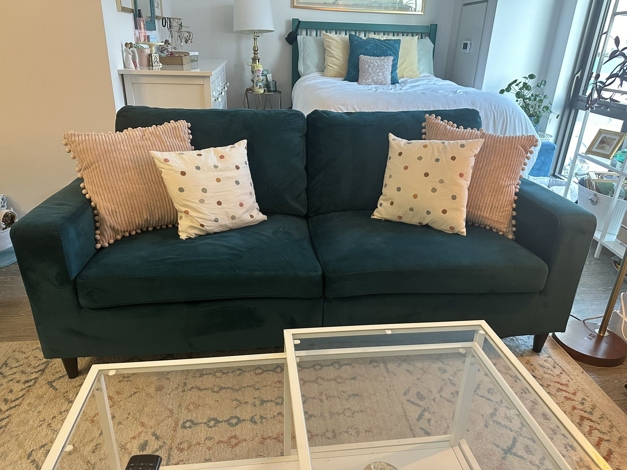 75” Teal Couch - FREE IF YOU CAN PICKUP ASAP