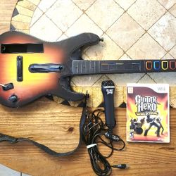 Wii Guitar Hero Starburst Guitar. Guitar Hero Microphone, Guitar Hero World Tour Game. 