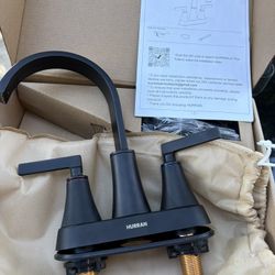 Matte Bathroom Sink Faucet, 4 inch Bathroom Faucets for Sink 3 Hole with Pop-up Drain and Supply Lines, Stainless Steel 360 Swivel Waterfall Faucet fo