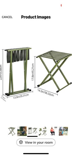 Folding Stool 17.8" Height Heavy Duty Camping Stool Outdoor Portable Chair Hold up to 600 lbs for Walking Hiking Fishing