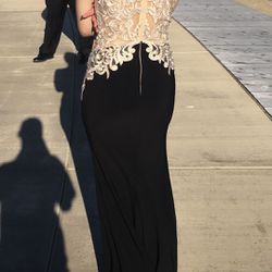 Black and gold prom dress
