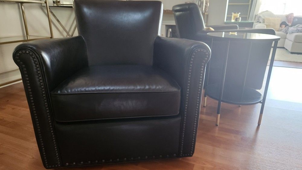 Leather Swivel Armchairs