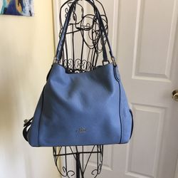 Coach Edie Turn;ock Baby Blue Leather Bag