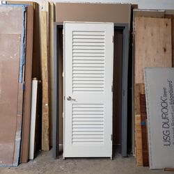 Custom pre-hung wide wood slat 28" luver door