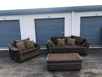 Brown sofa set (3)