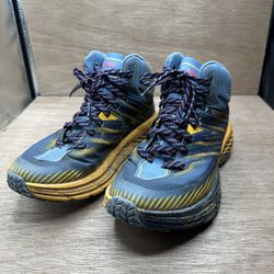 Hoka One Speedgoat Mid 2 GTX Goretex Blue Yellow Hiking Shoe Boot Waterproof 7