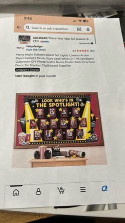 Movie Night Bulletin Board Set Paper Cutouts