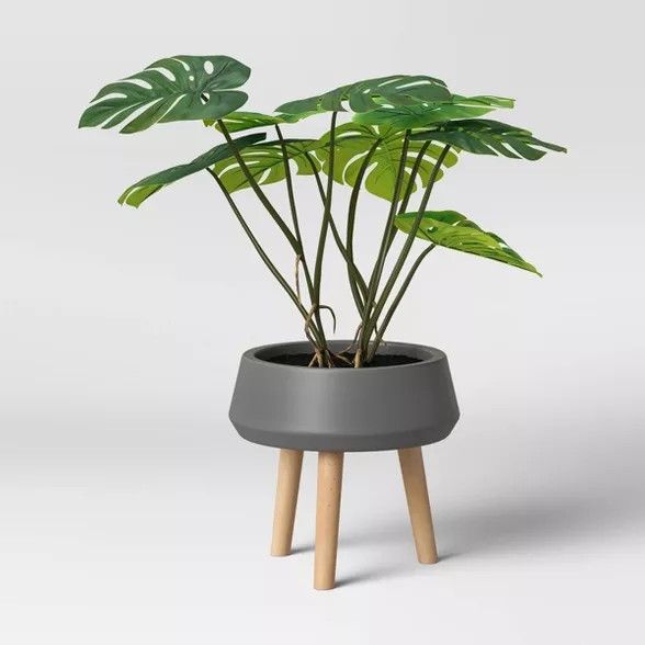 Faux  Mostera Floor Plant With Stand 