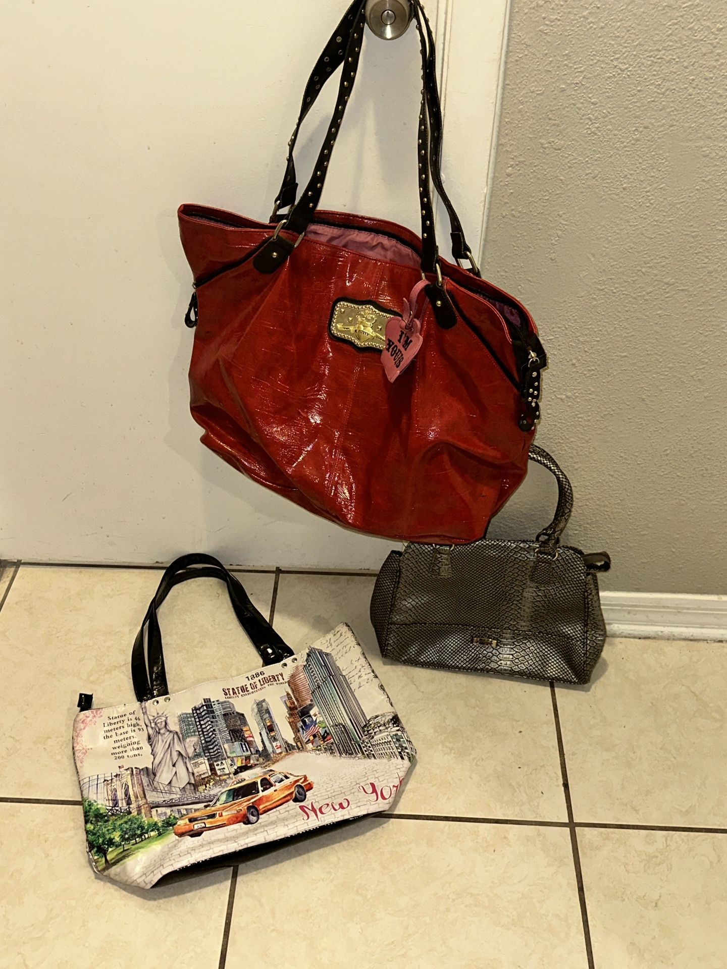 (3) Purses Handbags Diaper Bags Carry Ons 