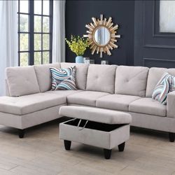 🔥ON SALE🔥  3PCS Gray Sectional Sofa Set (Left Chaise) 👍90 days FREE FINANCING ❗ 💥LAST ONE💥
