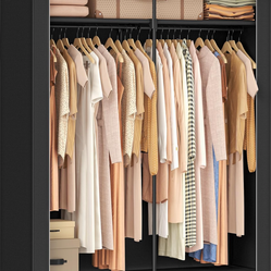 SONGMICS Closet Wardrobe, Portable Closet for Bedroom, Clothes Rail with Non-Woven Fabric Cover, Clothes Storage Organizer, 55.1 x 16.9 x 68.5 Inches,