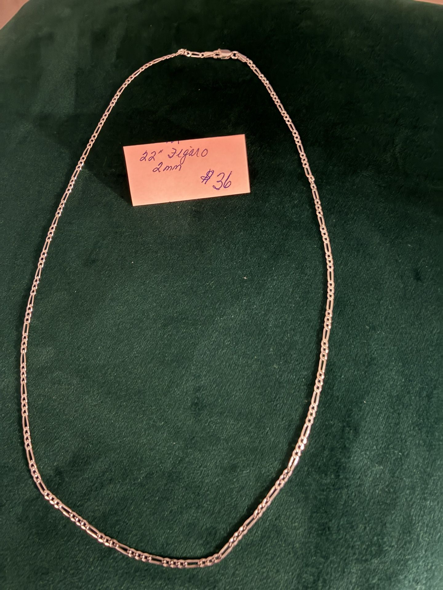 22” Figaro Sterling Silver Chain/Necklace (2mm)