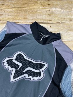 Fox Shirt Men's Medium Black Grey 3/4 Zip Cycling Jersey Pockets MTB Bike