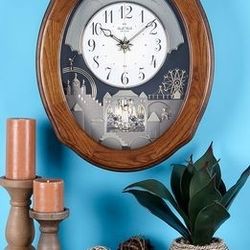 Rhythm Joyful Timecraker Oak 4MH419WU06 Musical Motion Wooden Clock 30 Songs (BRAND NEW)