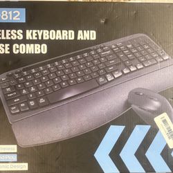 Keyboard and Mouse Combo, Wireless, Full-Sized Ergonomic wi Cushioned Palm rest