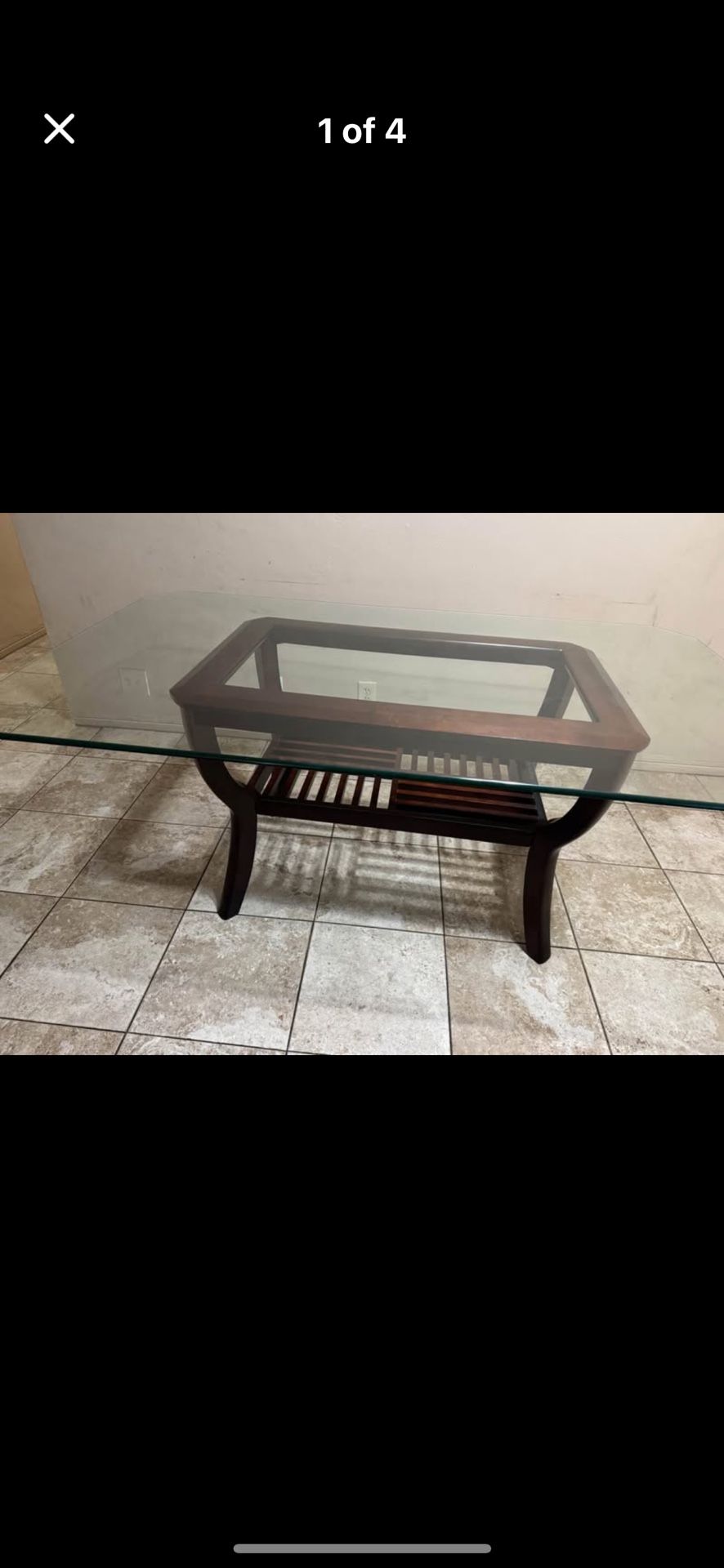 Wooden Dining Table With Glass Top And 5 Chairs
