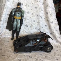 Collectible Mattel Batman Begins Batmobile And Batman Action Figure 12”