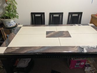Marble Dining Table with 3 Chairs