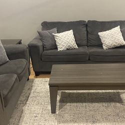 Sofa and coffee table, side table and carpet