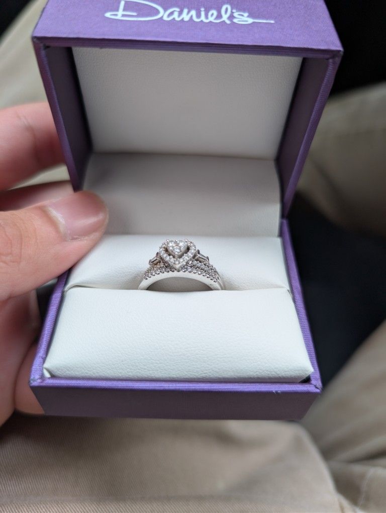 10kt Diamond Ring Wedding Set- Engagement Ring & Wedding Band
