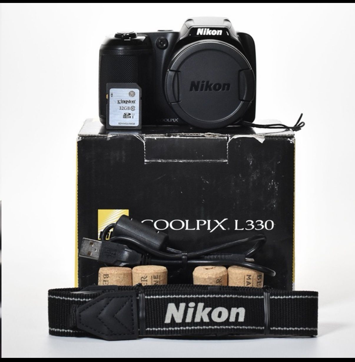 Nikon COOLPIX L330 Digital Camera 20.2MP 26x Optical Zoom HD Video 32GB SD MINT