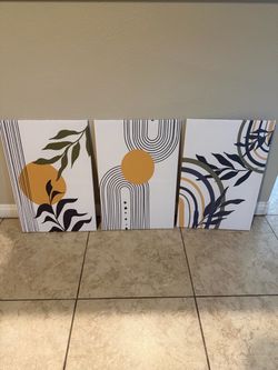 Boho Abstract Canvas Wall Art Set of 3