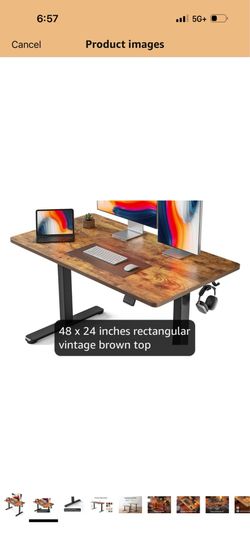 48" Electric Standing Desk Vintage Brown for Sale