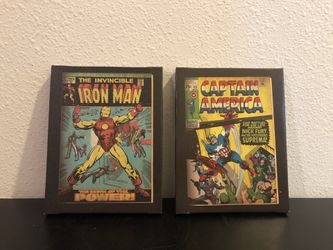 Marvel canvas pictures 8 1/2” x 6 1/2” $10 for both