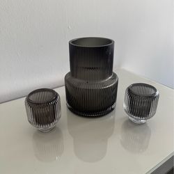 Ribbed vase and  candle holder