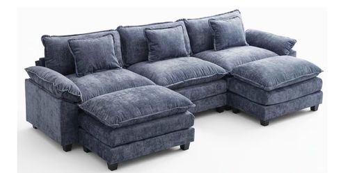 Sofa Couch with Two Ottomans