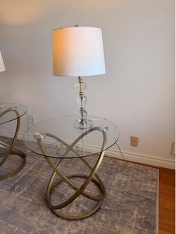 Pair of crystal lamps