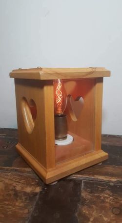 One-of-a-kind Handmade Country Style Heart Box Lamp w/Edison Style Night Light Bulb. $25.00
