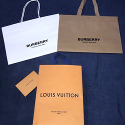 2 BURBERRY & 1 LOUIS VUITTON SHOPPING BAGS. (make a offer)