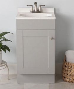 Project Source Dover 18-in Light Gray Single Sink Bathroom Vanity ( No Top)
