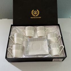 Brand New In The Box Gift Set Prestige Kitchen Espresso Set Up 8 Cups With Saucer