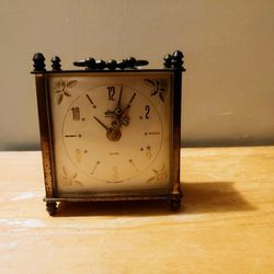 Working Vintage Linden Black Forest Germany Cuckoo MFG Co. Alarm Shelf Clock