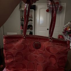 Coach patent shoulder tote bag