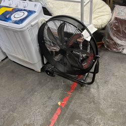 KEN BROWN 24 Inch Industrial Drum Fan, High Velocity Floor Shop Fan, Heavy Duty, 9500 CFM, 8 Blades, 3 Speeds, 360 Degree Tilt, Ideal for Industrial, 