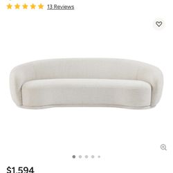 Hyde Boucle Fabric Upholstered Cream Sofa