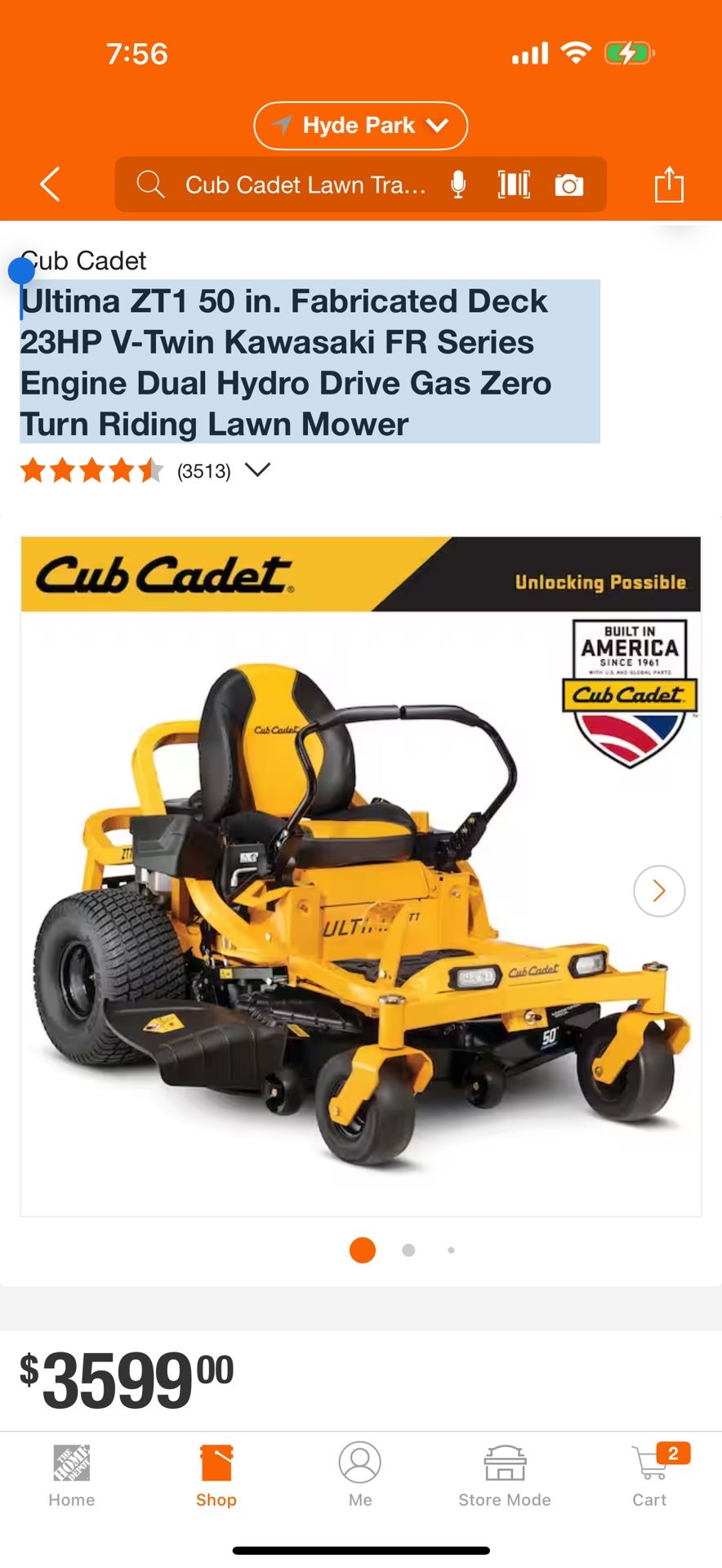 Ultima ZT1 50 in. Fabricated Deck 23HP V Twin Kawasaki FR Series Engine Dual Hydro Drive Gas Zero Turn Riding Lawn Mower 4