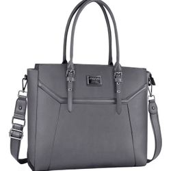 BRAND NEW- 17 inch Gray Women Laptop Tote Bag with Multiple Compartments - Adjustable Handles and Removable Shoulder Strap