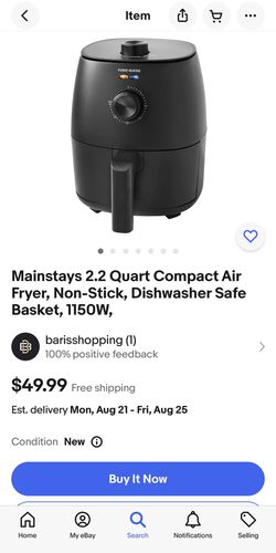 Mainstays 2.2 Quart Compact Air Fryer, Non-Stick, Dishwasher Safe