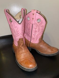 Old West Pink and Brown Leather Cowboy Boots