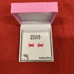 Hello Kitty Bow Earrings Sterling Silver