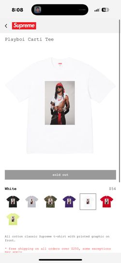 Playboi Carti Supreme White Tee (LARGE)