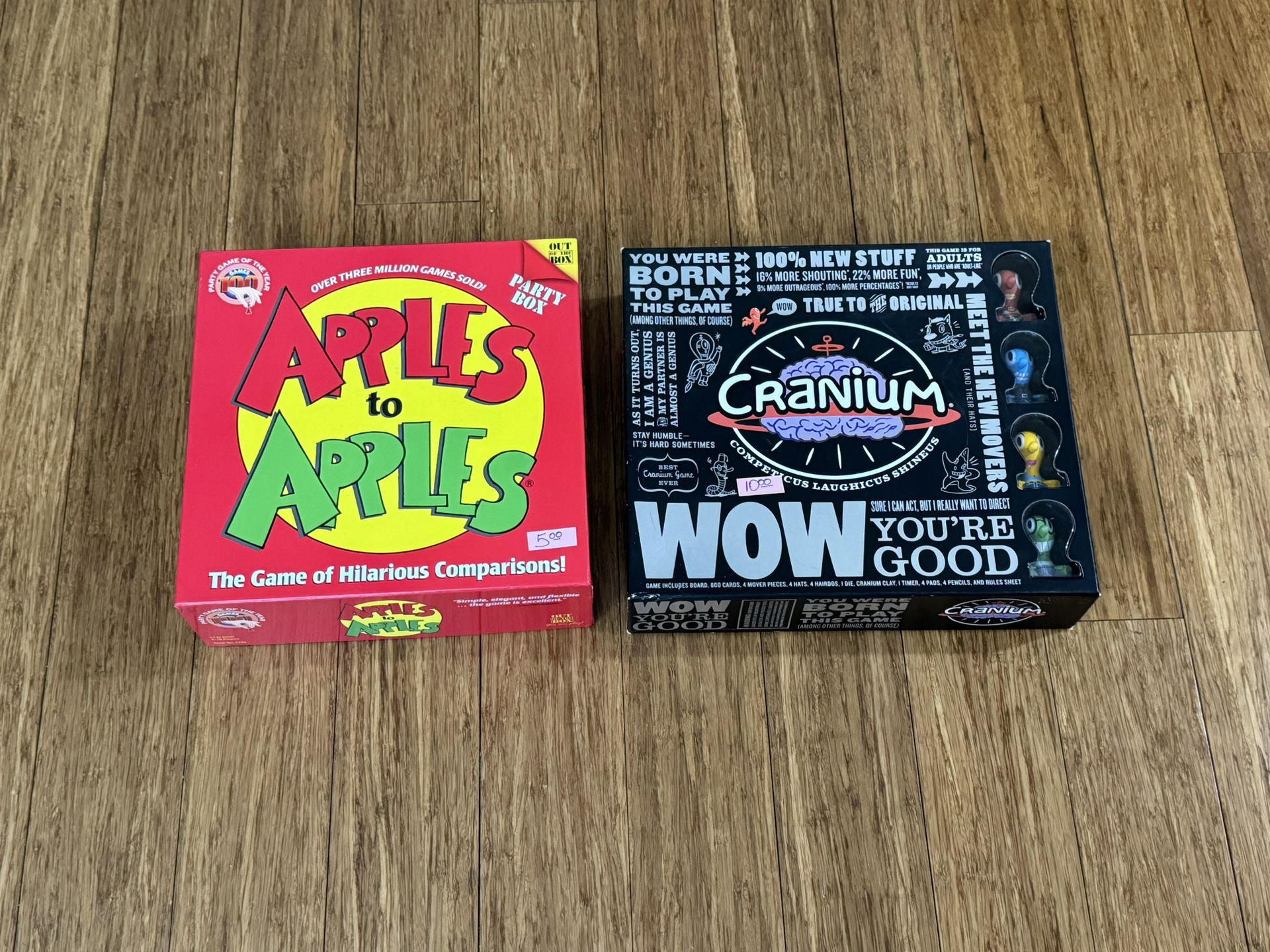 Board Games- Apples to Apples $5 & Cranium $10