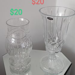 Two very beautiful crystal candle holders, both made of two pieces...one of them is new with box and Other On Exactly Like New