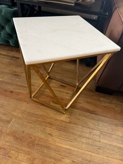 White & Gold Designer Side Table