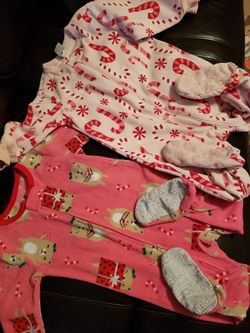 Baby girl fleece Christmas sleepers